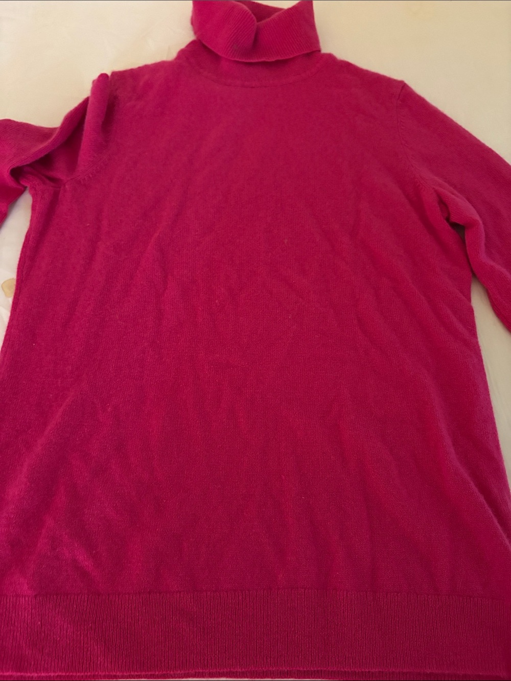 Talbots Bright Fuchsia Turtleneck Sweater 100% Cashmere